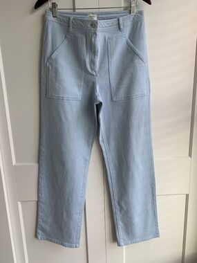 Wilfred Modern Utility Pant Light Blue Mid-Rise Straight Leg Women's Size 8